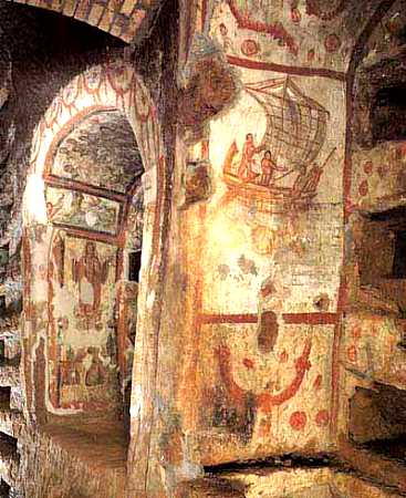 Prophet Jonah - Roman catacomb painting